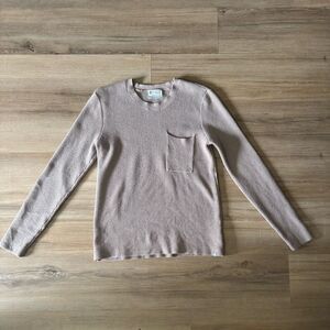 Figs Women’s Brown Tan Ribber Long Sleeve Sweater Size Small Comfy With Pocket